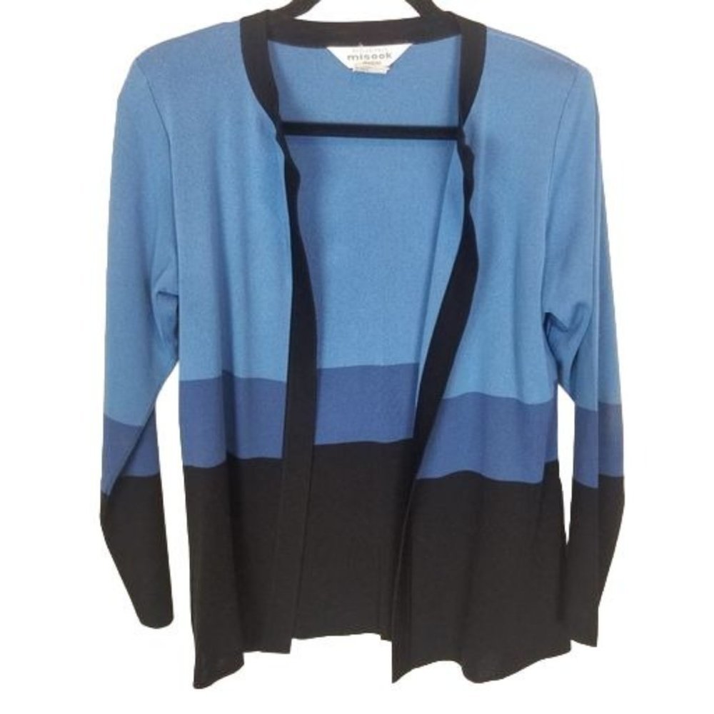 Exclusively Misook Womens PXS Blue & Black Striped